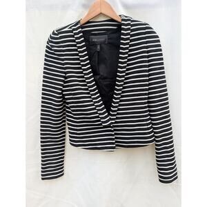 BCBGMaxazria Women's Hendrix Black White Striped Blazer Jacket Sz XS Elegant